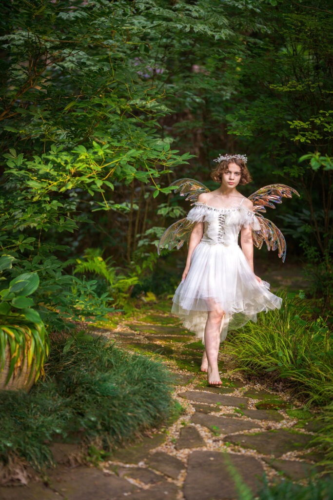 Girl fairy white garden outdoor
