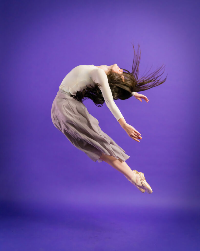 Dancer jump ballerina studio backdrop purple