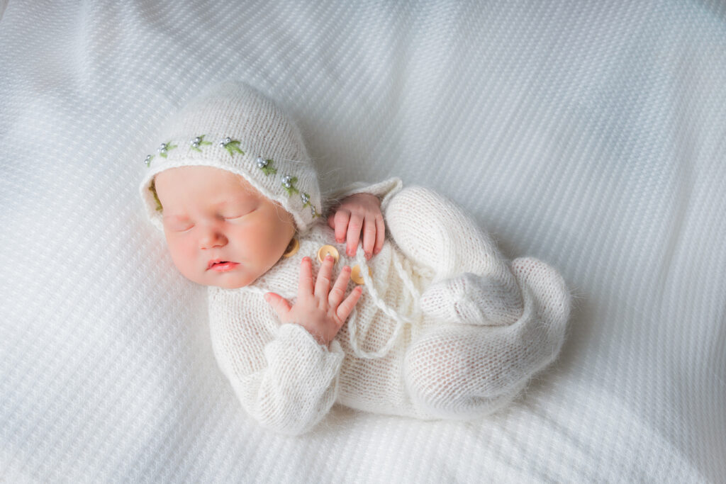 Baby girl newborn studio white
