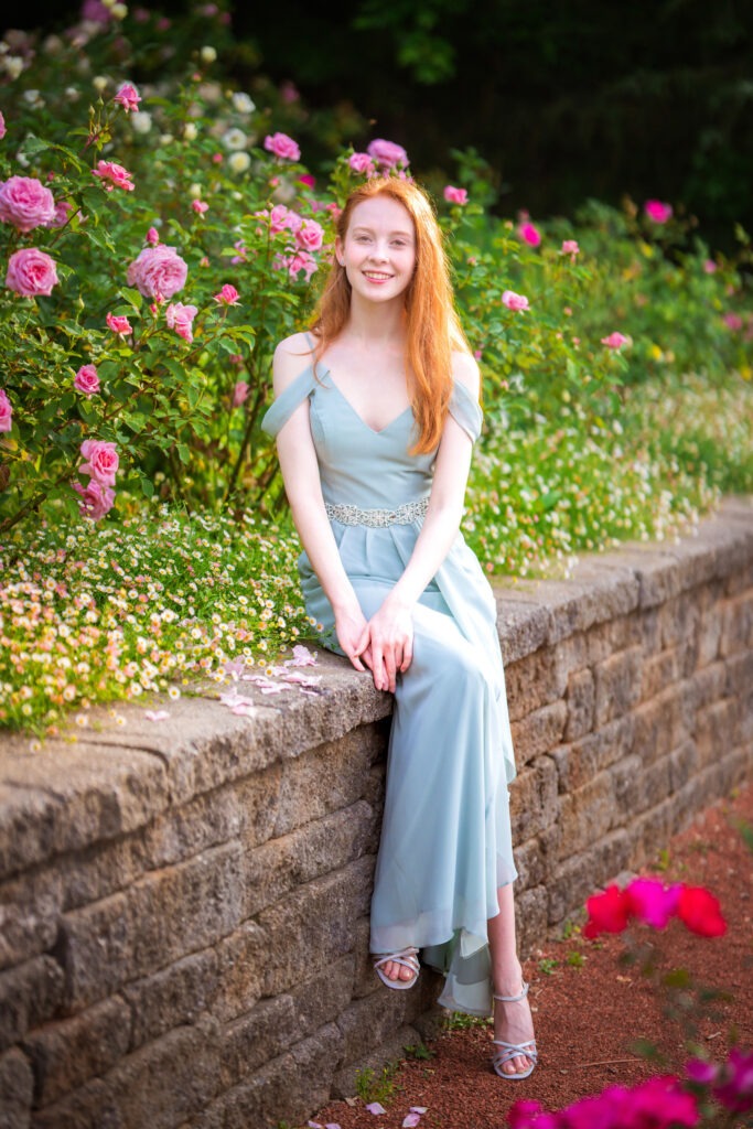 high school senior girl portrait dress garden